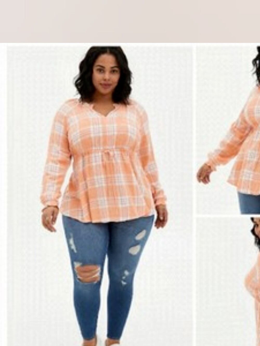 Torrid Blouse, Orange Plaid (2/2X) - Picture 8 of 8